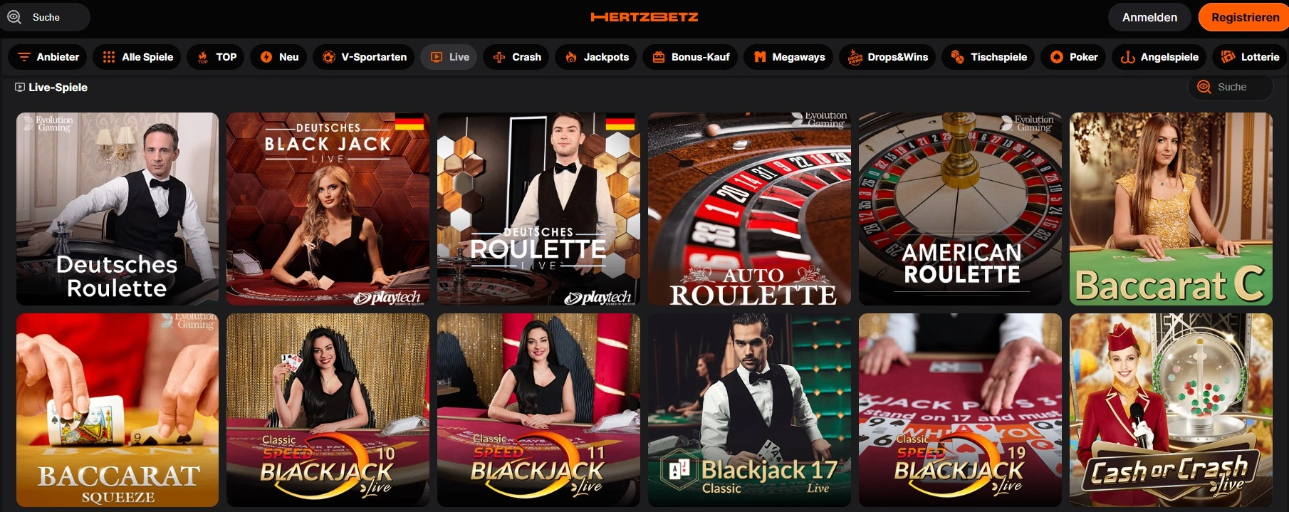 Live Dealer Spiele im HertzBetz Casino entdecken