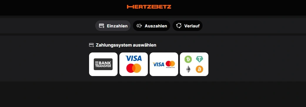 Alle akzeptierten Zahlungsmethoden für Einzahlungen im Hertzbetz Casino